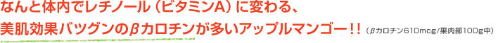 なんと体内でレチノール（ビタミンA）に変わる、美肌効果バツグンのβカロチンが多いアップルマンゴー！!